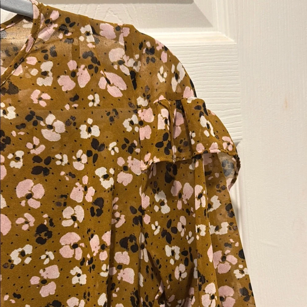 Who What Wear Brown Tan Ruffled Tie Front‎ Sundress
